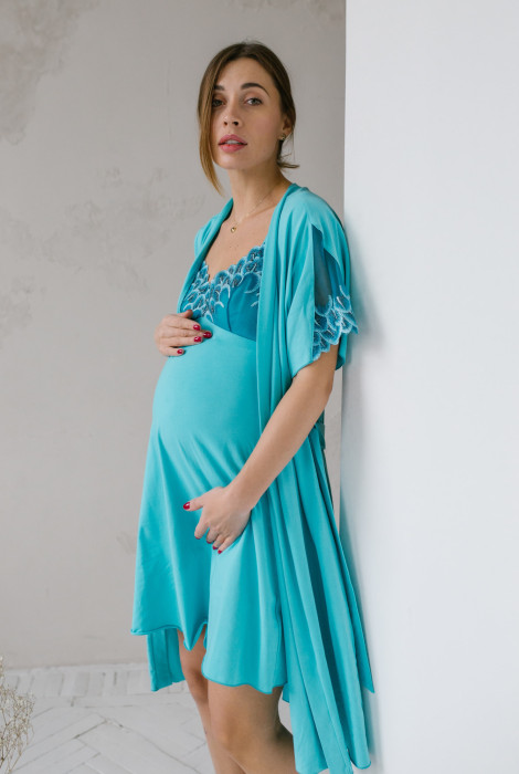 Халат для беременных 36001, бирюза