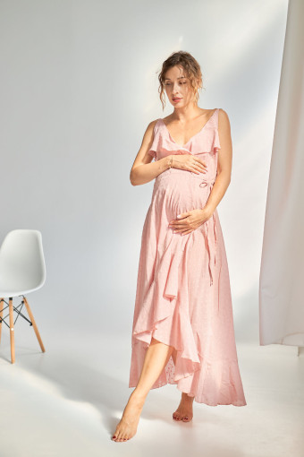Сарафан для беременных на запах арт. 20116, розовый