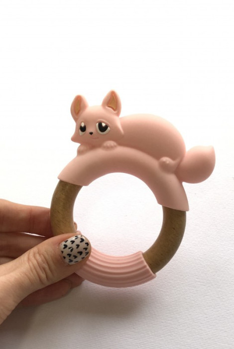 Сенсорная игрушка для прорезывания Лисичка, розовый