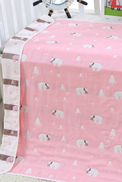 Муслиновое одеяло, Мишки на розовом
