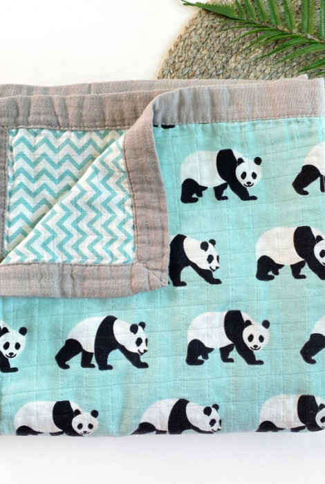 Муслиновое одеяло, Панды на мятном