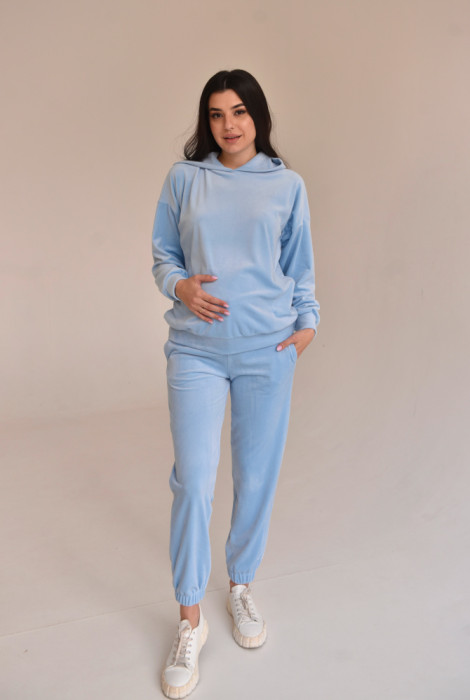 Плюшевий костюм 2304(2228) 1644 для вагітних і годування, блакитний