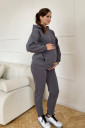 Утепленный костюм для беременных с секретом для кормления графитового цвета