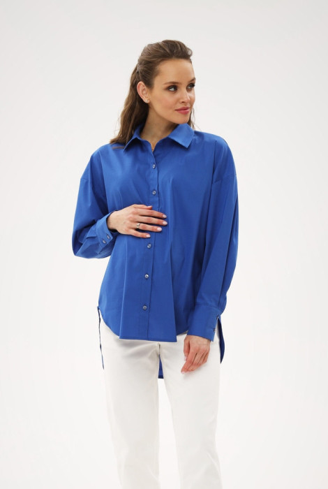 Синяя удлиненная рубашка для беременных 2151 1586