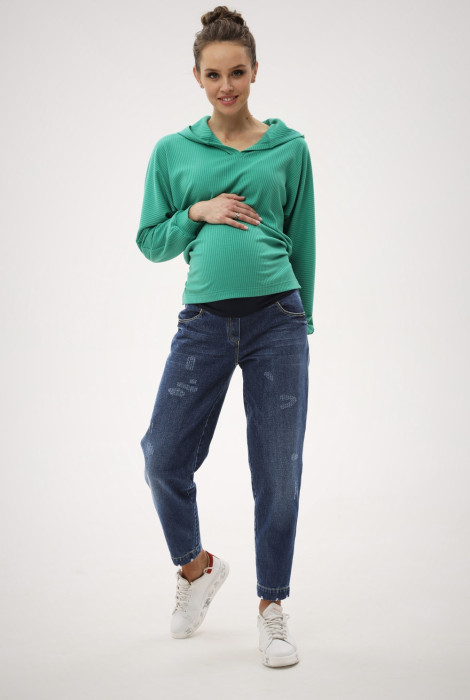 Темно-сині джинси із потертостями для вагітних 2202 0032