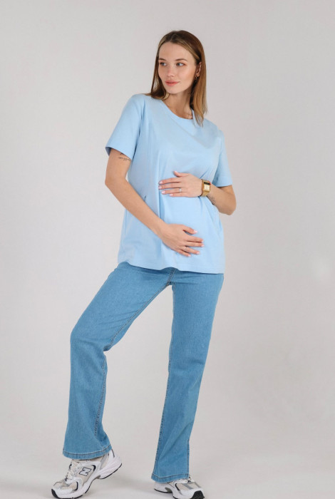 Джинси для вагітних 2330 0035, блакитні з розрізом