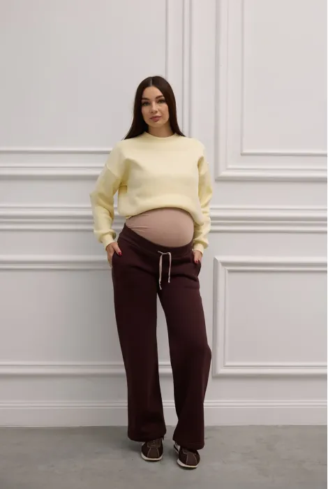 Штани на флісі для вагітних 2320 1479, шоколадні