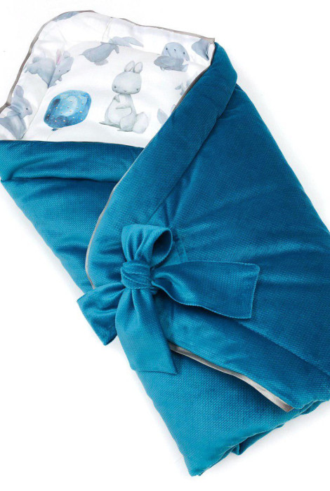 Конверт-одеяло, Синий с зайчатами