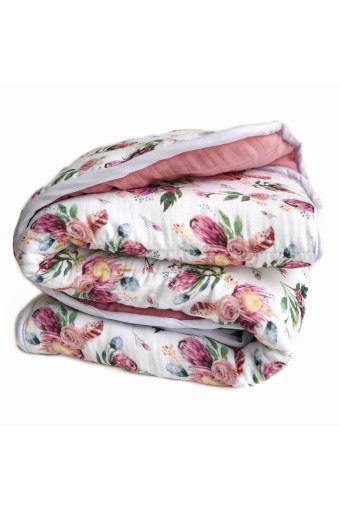 Муслиновое одеяло, Розовые цветы