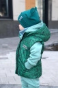 Детская жилетка с капюшоном, Динозавры на зелёном