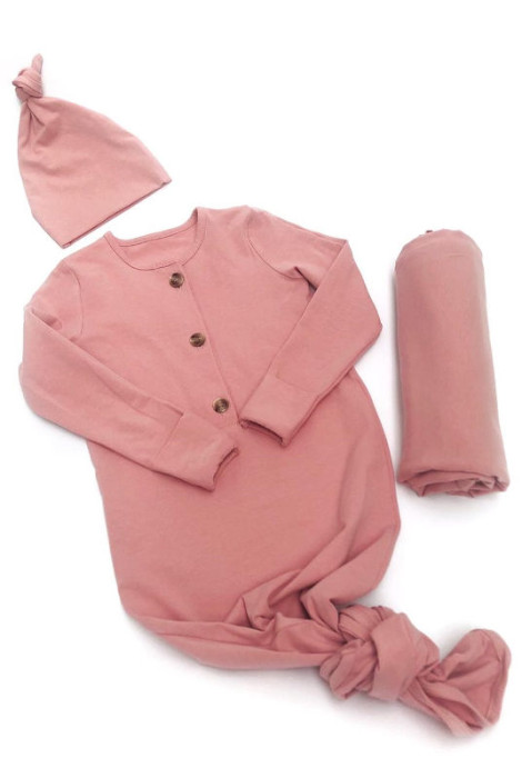 Платье для пеленания с шапочкой, Розовый