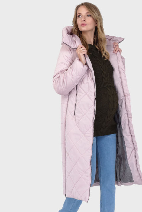 Зимова куртка 2в1 для вагітних і слінгоносіння Лісабон, пудра
