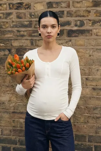 Лонгслів із драпіруванням для вагітних і годуючих, молоко