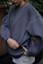 Утеплённый костюм на флисе для беременных и кормящих мам серого цвета