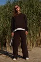 Теплый костюм с брюками-палаццо для беременных и кормящих мам, шоколадный