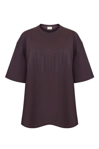 Футболка з декоративним ліфом для вагітних і годуючих, шоколад