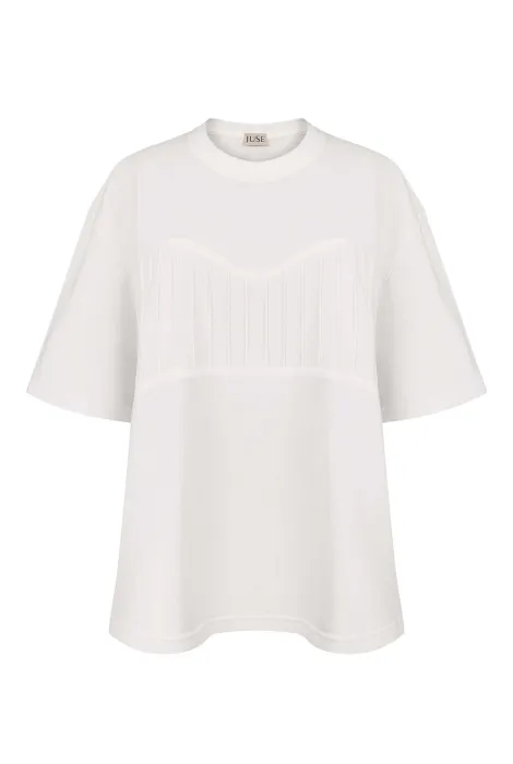 Вишукана футболка оверсайз для вагітних і годування, молочна