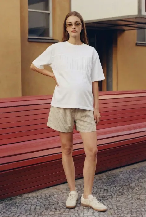 Короткі шорти для вагітних бежеві