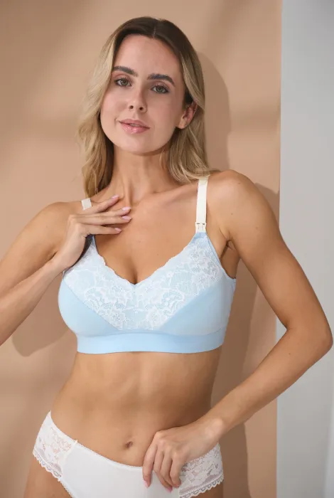 Бюстгальтер-топ з мереживом для вагітних та годуючих Lada, блакитний Бюстгальтер-топ з мереживом для вагітних та годуючих Lada, блакитний