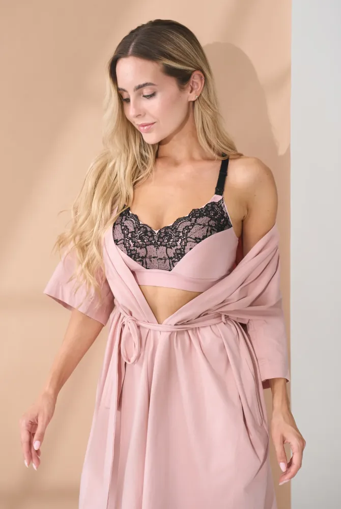 Бюстгальтер-топ з мереживом для вагітних та годуючих Lada, пудра Бюстгальтер-топ з мереживом для вагітних та годуючих Lada, пудра