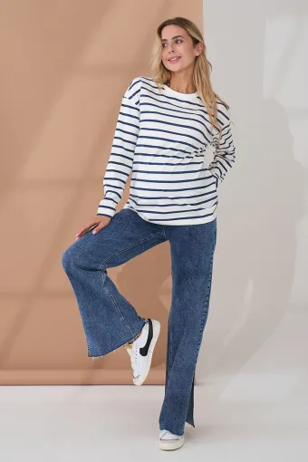 Джинси Kloe для вагітних, синій зі сніжним ефектом