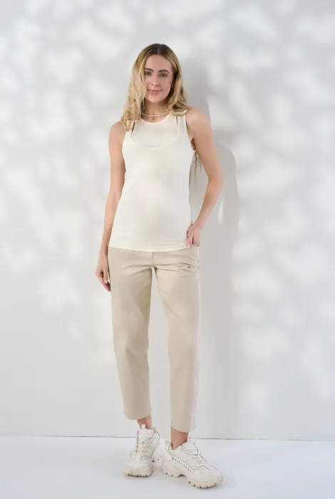 Бежеві МОМ джинси для вагітних Aria