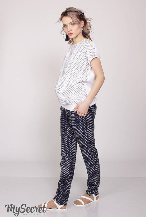 Штани для вагітних Hanna  якоря на темно-синьому