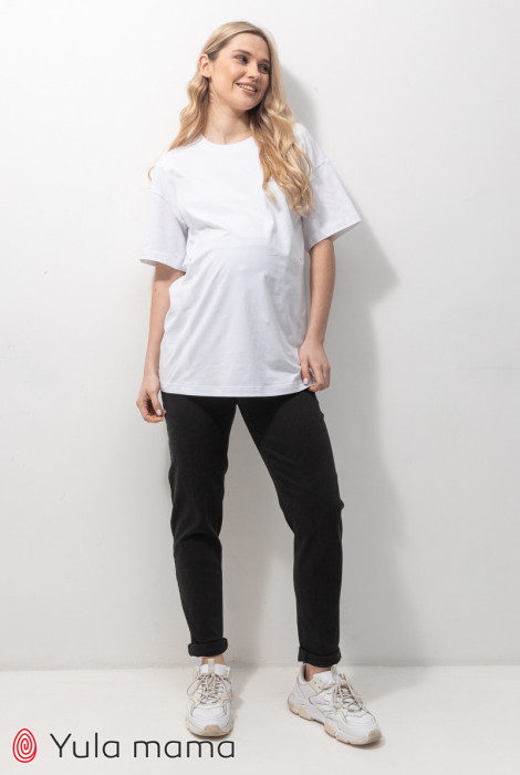 Черные джинсы для беременных с комбинированным поясом Ivonne
