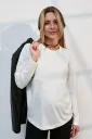 Вишуканий лонгслів із мереживом для вагітних і годування Marissa, молочний