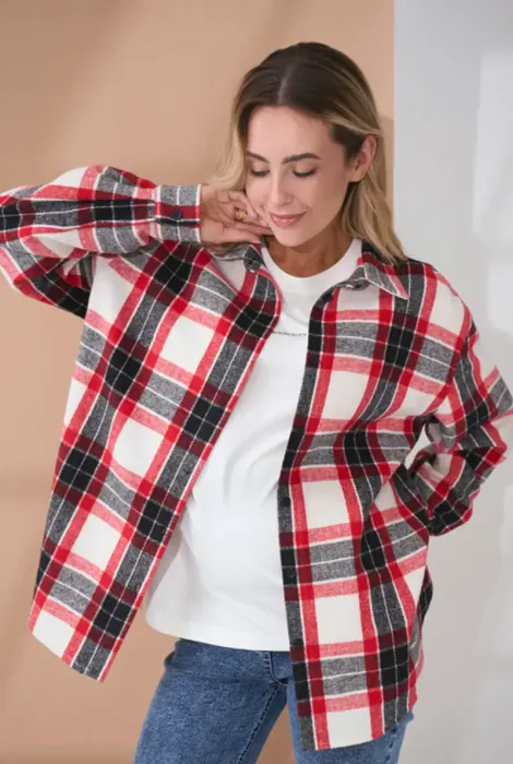 Картата тепла сорочка oversize Neide для вагітних