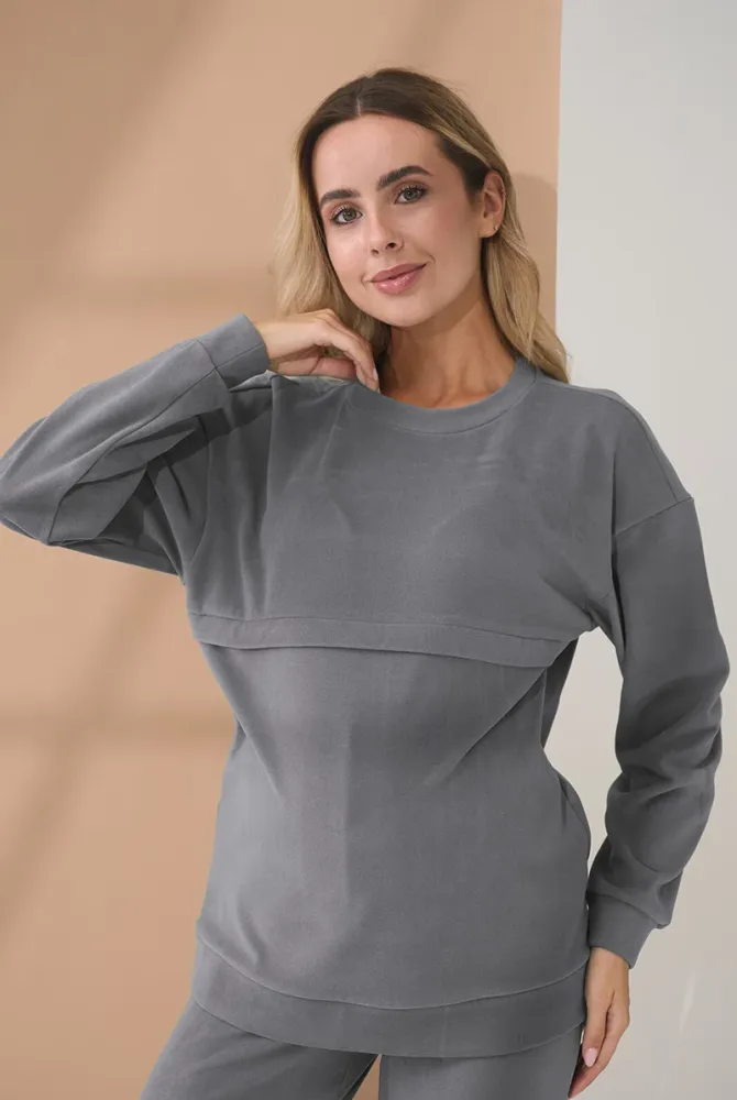 Теплий костюм Lita для вагітних із секретом для годування, сірий Теплий костюм Lita для вагітних із секретом для годування, сірий