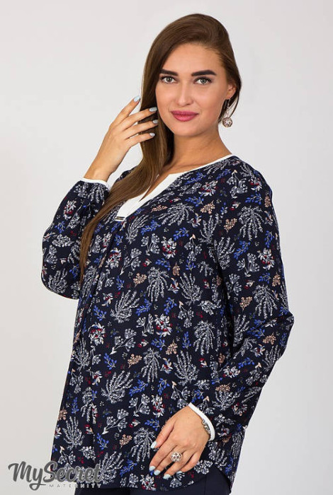 Блуза для вагітних Kameya, гілочки на темно-синьому