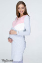 Платье для беременных и кормления Denise light, серый меланж с розовым