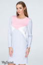Платье для беременных и кормления Denise light, серый меланж с розовым