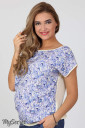 Блуза для беременных и кормления Mira, голубые цветы на экрю