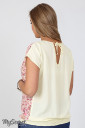 Блуза для беременных и кормления Mira, розовые цветы на экрю