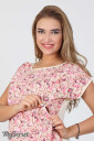 Блуза для вагітних і годування Mira, рожеві квіти на екрю