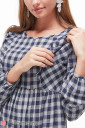 Блузка для вагітних і годування Marcela, клітка сіро-синя