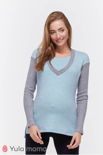 Джемпер для вагітних та годування Siena, блакитно-сірий меланж