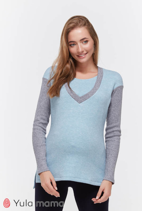 Джемпер для беременных и кормления Siena, голубовато-серый меланж
