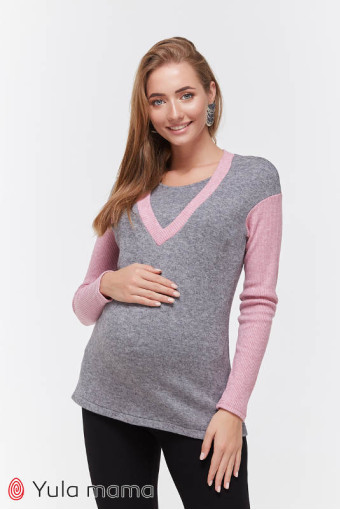 Джемпер для вагітних та годування Siena, рожево-сірий меланж