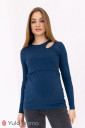 Лонслив с вырезом на плече для беременных и кормящих Doris, темно-синий