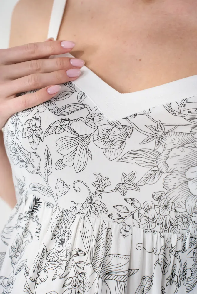 Молочний сарафан із чорними квітами Amelie, із секретом для годування Молочний сарафан із чорними квітами Amelie, із секретом для годування