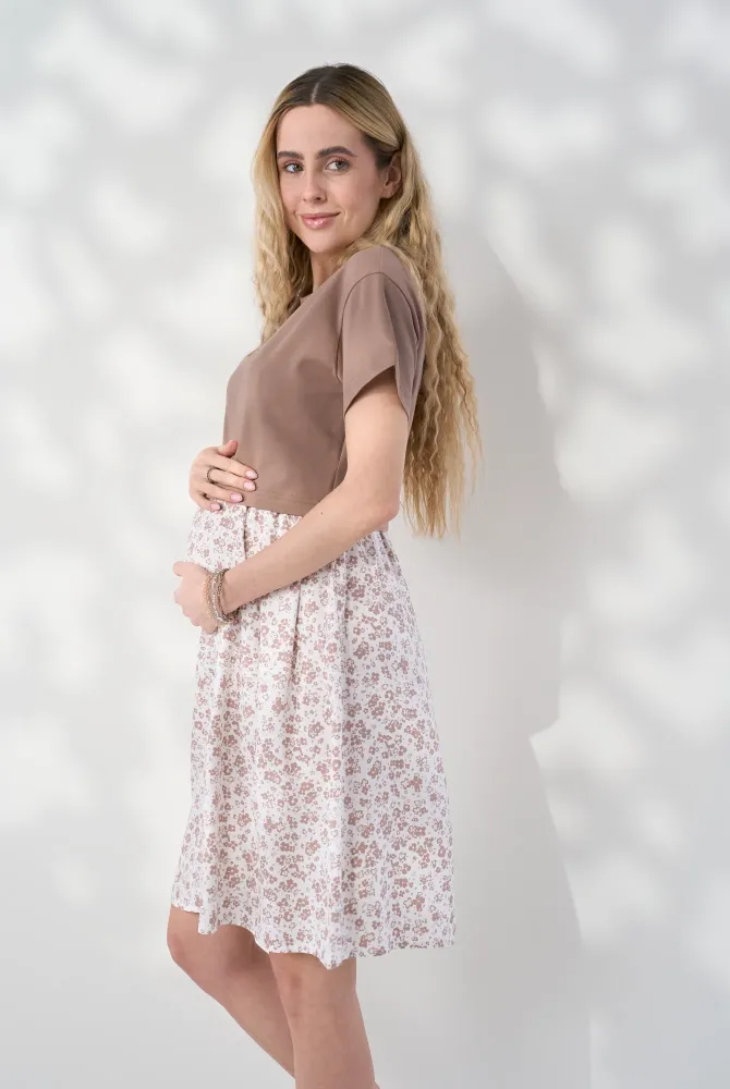 Сукня 2 в 1 для вагітних, з секретом для годування Marine, капучіно Сукня 2 в 1 для вагітних, з секретом для годування Marine, капучіно