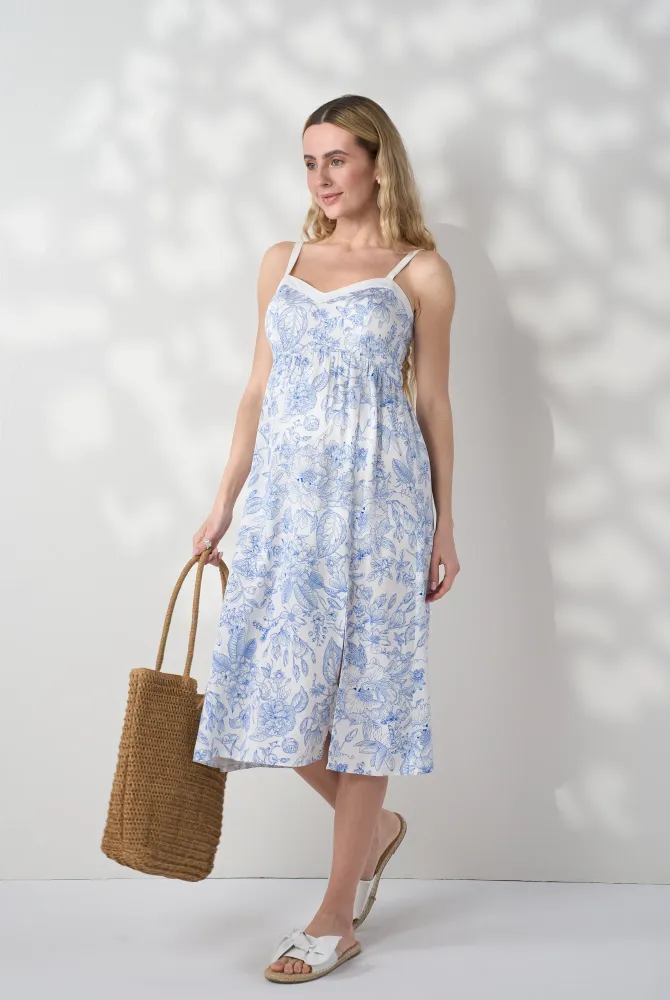 Молочний сарафан із блакитними квітами Amelie, із секретом для годування Молочний сарафан із блакитними квітами Amelie, із секретом для годування