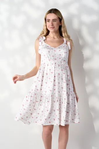 Сарафан Lilo для вагітних і годування, молочний з рожевими квітами