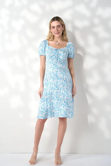 Сукня Eileen для вагітних із секретом для годування, синій рослинний принт на білому