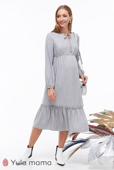 Платье для беременных и кормления Monice, серый меланж