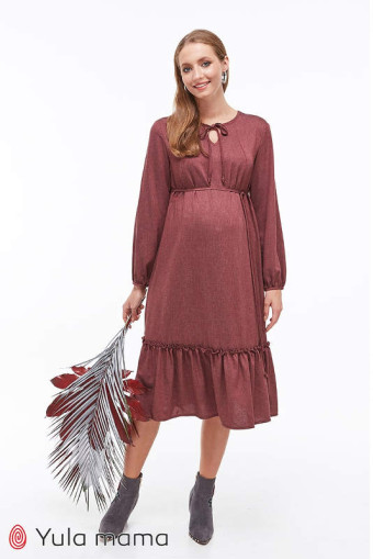 Платье для беременных и кормления Monice, бордовый меланж