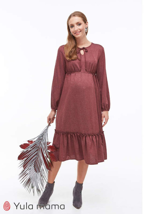 Платье для беременных и кормления Monice, бордовый меланж